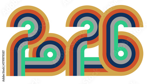 2026年　午年のオシャレな年号のイラスト　ロゴ　午年・正月素材のタグ　8