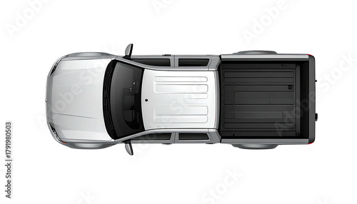 Top-down view of a silver pickup truck