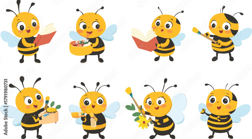 Naklejka premium Funny cartoon animal icon set vector illustration collection