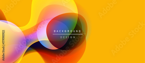 Abstract fluid shapes, vibrant colors, yellow background. Modern design element for digital projects, presentations. Smooth gradients create dynamic visual impact.