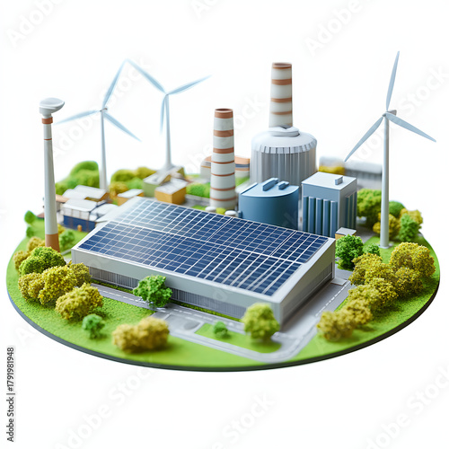 Isometric Smart City with Solar Panels Data Centers and Rooftop Gardens