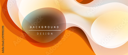 Abstract fluid shapes, warm colors dominate. Orange, yellow hues blend smoothly. Modern design element for backgrounds.
