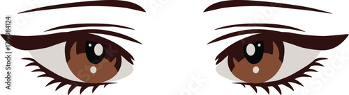 Isolated brown eyes with makeup on dark background art