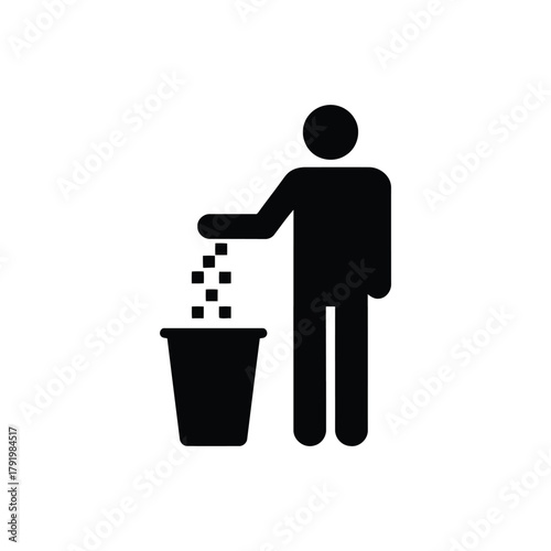 Pictogram of person disposing waste in trash can