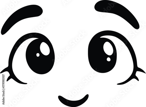 Cartoon eyes in the dark frightened expression cute style spooky isolated on black background simple vector design