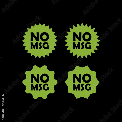  No MSG icons set isolated on black background
