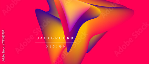 Abstract fluid shapes, vibrant colors blend. Background design features smooth gradients, dynamic composition. Modern aesthetic, eyecatching visuals.