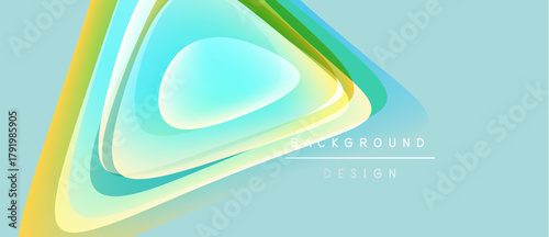 Abstract geometric design. Layers create vibrant, colorful triangle illusion. Light blue backdrop enhances visual appeal. Modern, clean aesthetic.