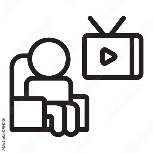 tv watching line icon