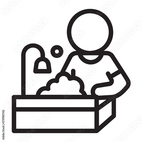 wash the dishes line icon