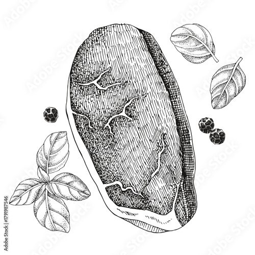 New York chop raw pork vector