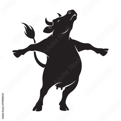 Silhouette of a cow with open arms