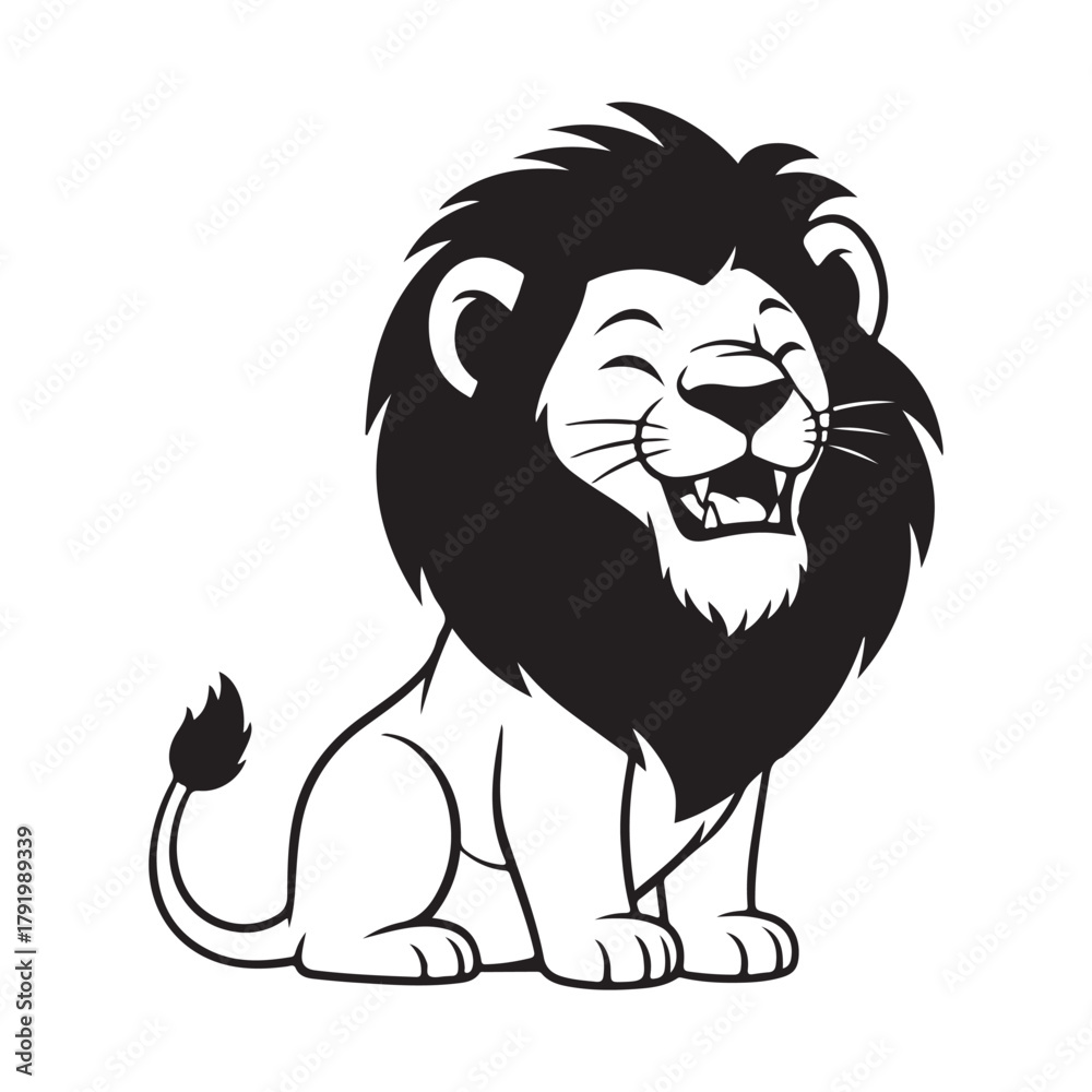 Obraz premium Cartoon lion sitting and smiling vector