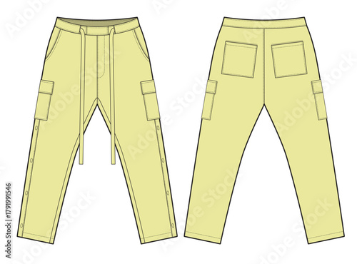 Sweatpants vector design mockup template technical flat sketch.