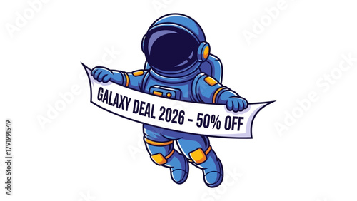 Astronaut Promoting Galaxy Deal: An astronaut, embodying the spirit of innovation, is promoting the galaxy deal for 2026. This dynamic image sparks interest in future deals.
