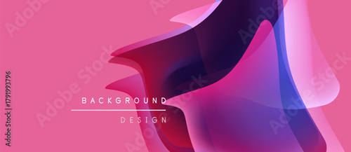 Abstract fluid shapes overlap, creating vibrant pink purple gradients. Background design suggests modern digital art.