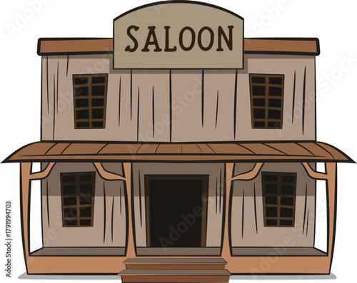 Western Saloon Entrance Illustration