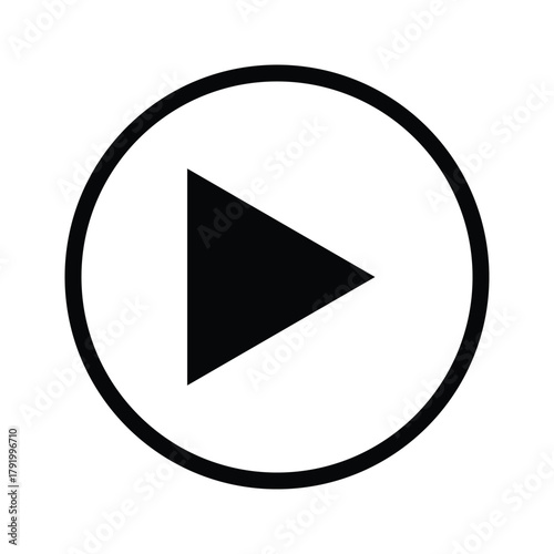 Play button icon in black circle on transparent background