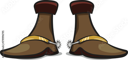 Classic Cowboy Boots with Spurs Vector Illustration