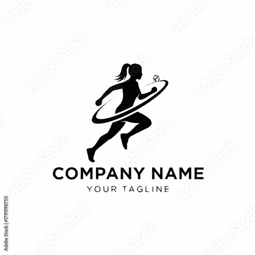 Silhouette of a determined runner with a circular design element representing speed and focus.