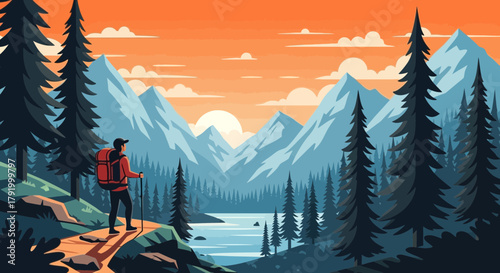 Serene Mountain Vista: A Backpacker's Journey through Majestic Wilderness