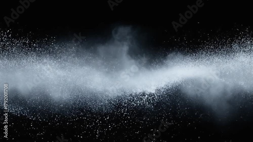 Horizontal fast snowstorm sweep transition full of blowing flakes dynamic winter motion animation seamless loop