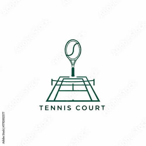 Tennis Court and Racket Logo Design.