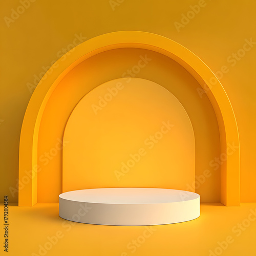 3d render, abstract minimal yellow background with white clouds flying out the tunnel
