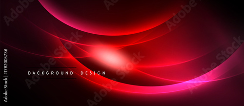Abstract red design. Smooth curves create dynamic light effects against dark background. Modern aesthetic, vibrant energy.
