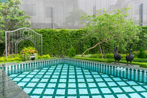 Canvastavla Backyard home patio and swimming pool for leisure lifestyle,