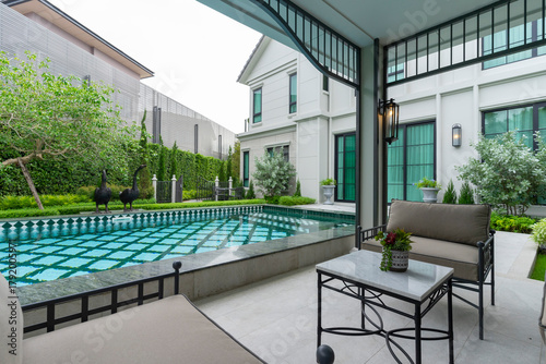 Canvastavla Backyard home patio and swimming pool for leisure lifestyle,