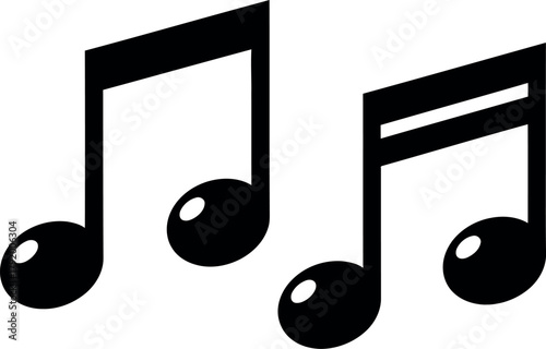 Two black musical notes on white background vector