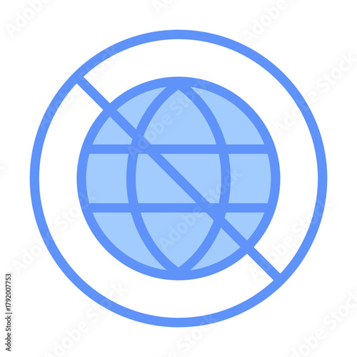 Offline Outline Blue Color Icon