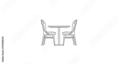 Elegant bistro set sketch in minimalist style capturing modern furniture design for dining spaces