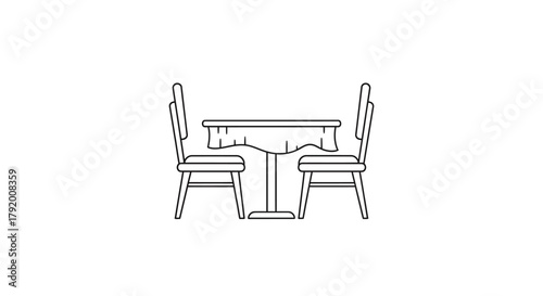 Stylized line drawing of a dining set showcasing simplistic furniture design with minimalist flair