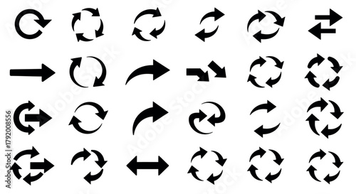 Refresh, Reload, Cycle, Undo, Redo, and Directional Arrow Icons Set