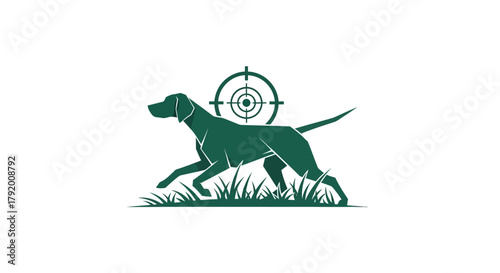 Pointer illustration with target sight for hunting concept vector graphic design