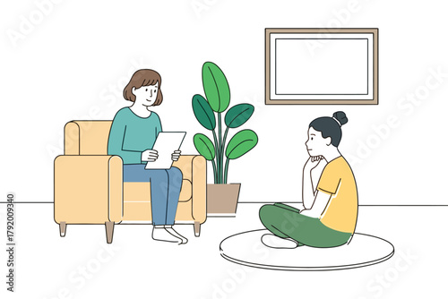 A therapist calmly listens to a distressed patient during a counseling session, offering support and guidance in a serene environment.