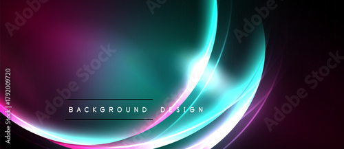 Abstract vibrant design features flowing curves, gradients. Teal, magenta, white blend creating dynamic visual effect. Background text reads background design.