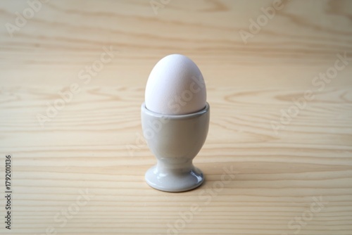 A photo of a single egg in an egg cup