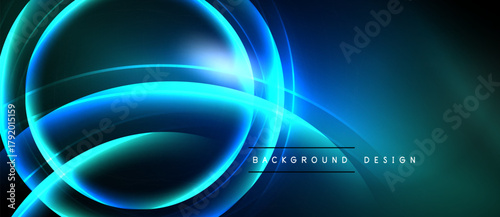 Photos Abstract blue neon lines create circular shapes