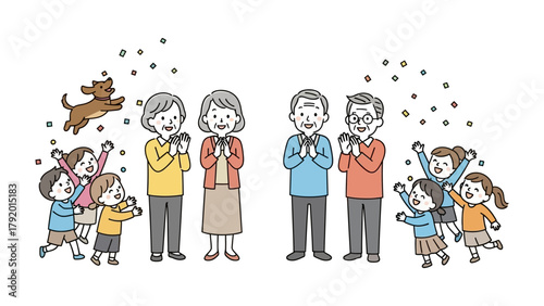 Joyful family gathering celebration: A group of family members are together to celebrating their happiness. Capturing the pure joy and togetherness in happy family time.