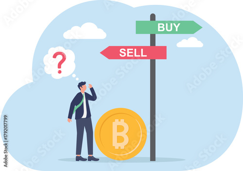  illustration of choosing between BUY or SELL bitcoin assets
