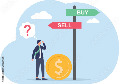  illustration of choosing between BUY or SELL bitcoin assets
