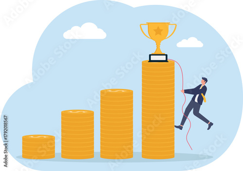 illustration of efforts to achieve company goals and become a leading company
