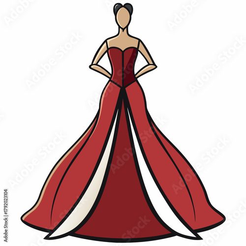 Elegant woman in a flowing red ball gown