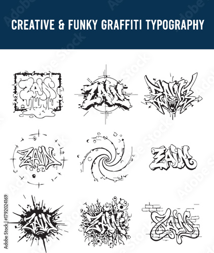 Funny Graffiti Text Design  Comic Style Urban Typography with Vibrant Colors