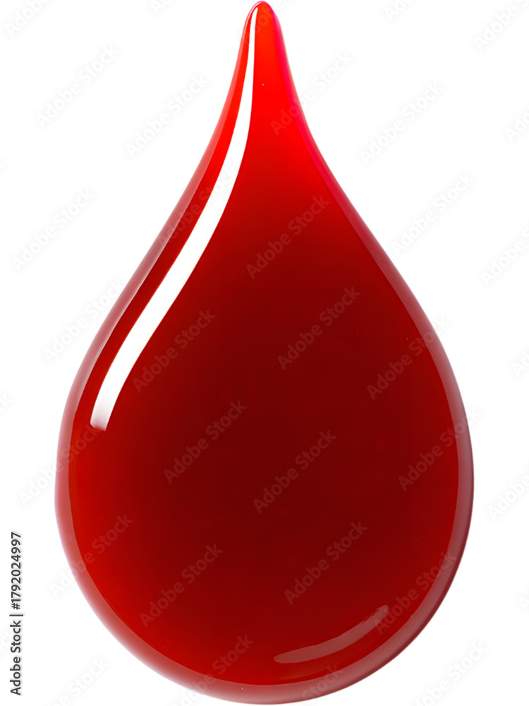 Obraz premium Red liquid drop isolated on transparent background, perfect for medical, drink, or art visuals..