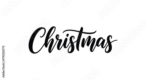 Elegant handwritten script text christmas word with a festive brush stroke effect