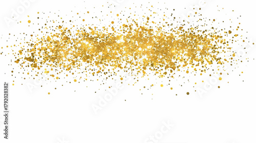 A shimmering golden glitter stream sparkles across a clean white background, creating a festive and elegant visual effect perfect for celebrations.